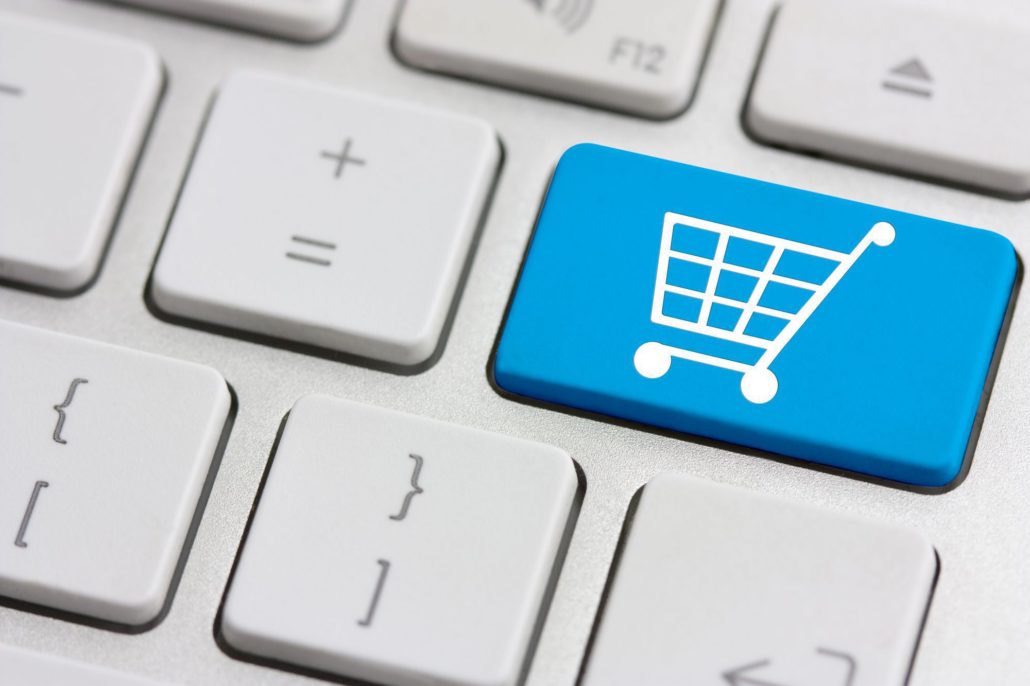 Retail or shopping cart icon on keyboard button