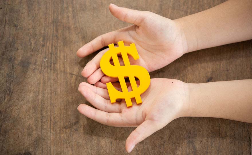 The yellow dollar symbol on hands children