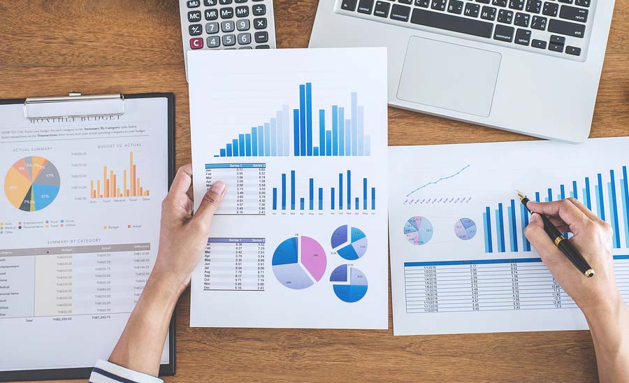Female Accountant Calculations, Audit And Analyzing Financial Gr