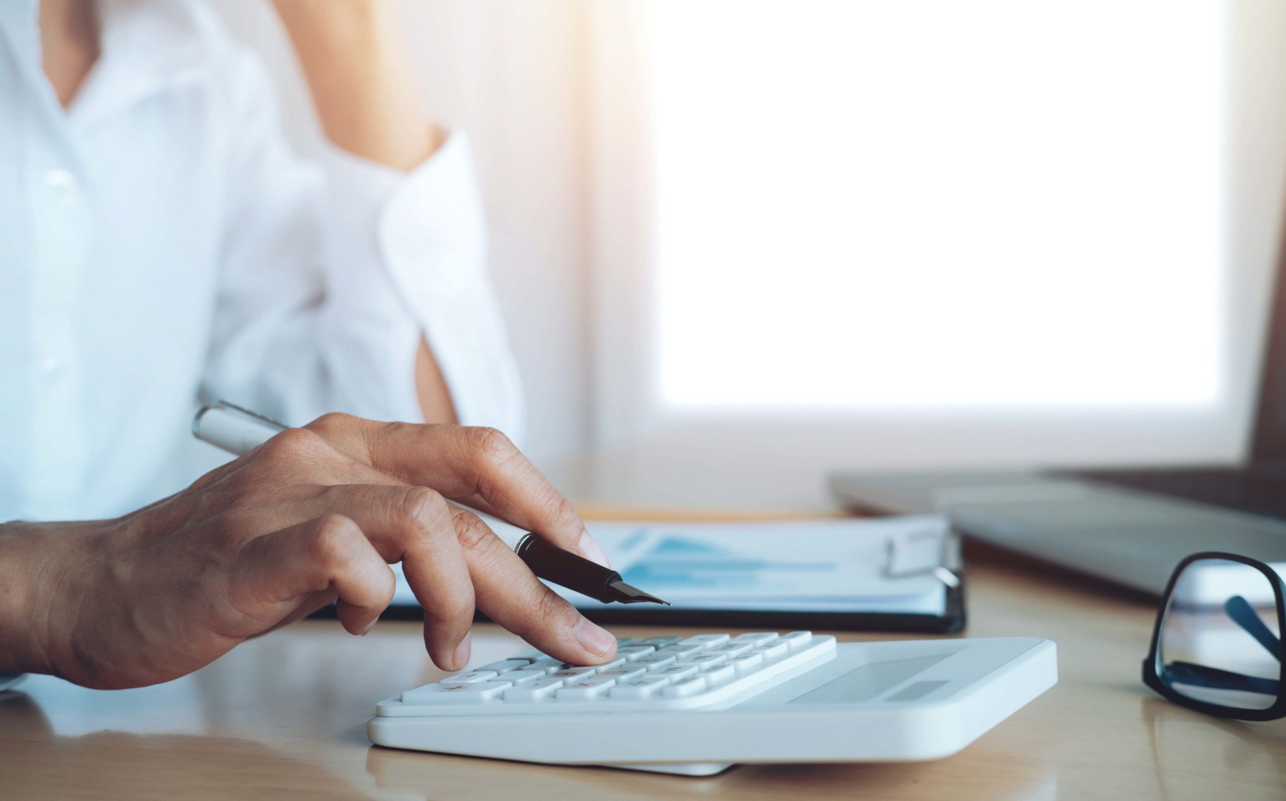 Finances Saveing Economy concept. Female accountant or banker us